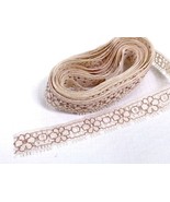 5 Yards Light Tan Lace Brown Flowers Sewing Trim 3/4&quot; Wide - Bulk Available - £2.31 GBP
