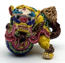 Koji Pottery Foo Dog Temple Lion Figurine Vivid Colors #1 ~ Video - $64.99
