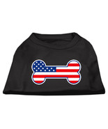 Bone Shaped American Flag Screen Print Shirts Black L - $42.38 CAD