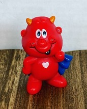 Vintage RUSS Red Devil Blue Cape Heart Figure 2.5&quot; No Pitchfork Hong Kong - £4.25 GBP