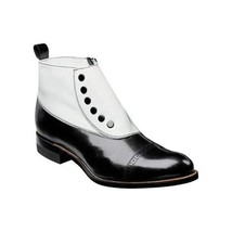 00026 Stacy Adams Shoes High Top with Studs Spats Leather Two Tone Black White image 9