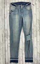 Wallflower Skinny Women Juniors Size 5 Contrast Hems Distressed Light Wa... - $21.67