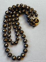 Vintage Double Strand Black Faceted Plastic Bead Necklace – 19 inches long x 3/8 - £11.70 GBP