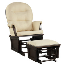 Baby Nursery Relax Rocker Rocking Chair Glider &amp; Ottoman Set w/Cushion Beige - £292.34 GBP