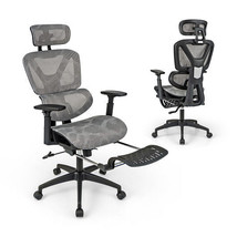 Mesh Office Chair with Tilting Backrest and Retractable Footrest-Gray - $4,584.71 MXN