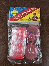 Vintage Rain Bonnet Carrying Case Red Plastic Suit Case Hong Kong NOS  - $9.22