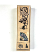 Stampendous Asian Woods Dancing Fan 4 Rubber Stamps Key Image Frame Back... - £15.09 GBP