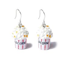 CUTE POPCORN BOX EARRINGS Movies Date Night Dangle Drop Stainless Steel ... - $8.95