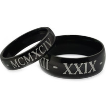 (New With Tag)Black Tungsten Carbide Wedding Band Ring With Roman Numerals - Pri - £47.95 GBP