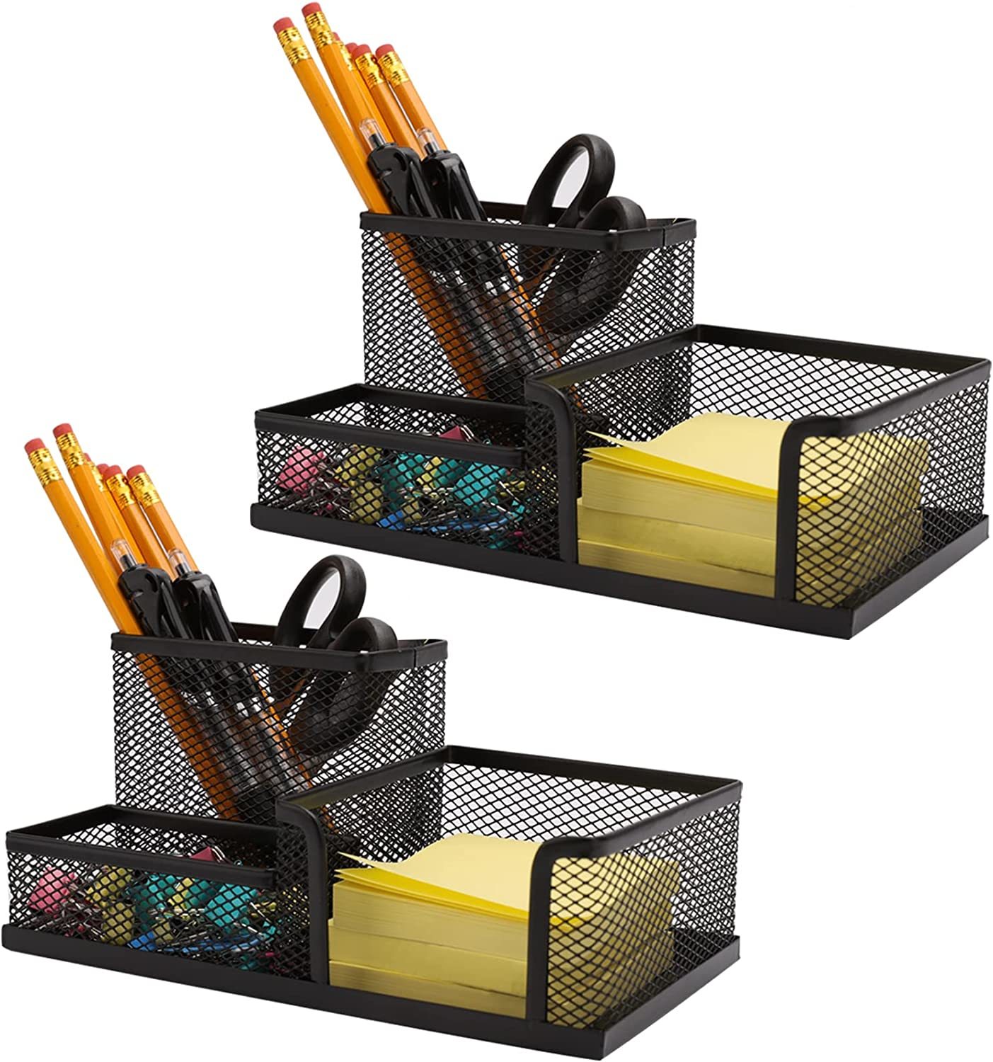 Ludato 3 Compartments Black Mesh Pencil Holder For Office Desk Gifts For - $33.97