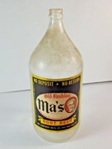 Vintage Ma&#39;s Old Fashion Root Beer 64oz Glass Bottle 1/2 Gallon Jug (11-1/2&quot;) - £39.56 GBP