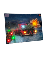 Vintage Red Pickup Truck with Christmas Tree Canvas Art Musical LED Soun... - $753.01 MXN
