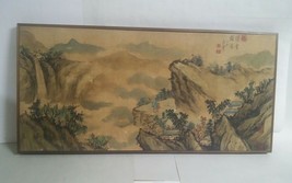 Vintage Antique Oriental Painting Wood Framed 36.5x17.5 - £158.00 GBP