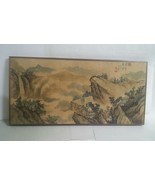 Vintage Antique Oriental Painting Wood Framed 36.5x17.5 - £156.90 GBP