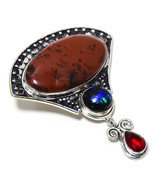 Mahogany Obsidian And Garnet Gemstone Handmade Ethnic Jewelry Pendant 2.... - $11.99
