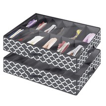 Under Bed Shoe Storage Organizer - Sturdy Shoe Containers With Clear Cover & Zip - £25.75 GBP