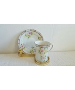 Rare Vintage Bone China Demitasse Hand Painted Tea Cup and Saucer 3D Design - £12.63 GBP