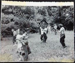 1950s Teenagers Picnic Games by Outhouse Photo B&amp;W Snapshot - £2.74 GBP