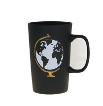 Starbucks Globe Earth Matte Black Dot Handle Ceramic Coffee Mug 16 oz - £53.80 GBP