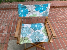 VTG MIDCENTURY GOLD MEDAL WOOD FOLDING DIRECTOR CHAIR  FABRIC SEAT/BACK - $68.31