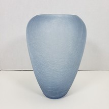 Vintage 8.5” Light Blue Crackle Glass Vase - £11.58 GBP