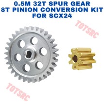 RC Metal 0.5M 32T Spur Gear 8T Pinion Conversion Kit for 1/24 SCX24 - $8.99