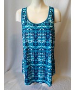Old Navy Active Semi-Fitted Blue Geometric Sleeveless Workout Athletic T... - $5.94