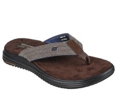 Man Skechers Relaxed Fit Proven SD Flip Flop Sandal 204576 Chocolate Size 12 - £34.24 GBP