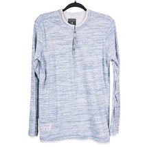 Zimego Shirt M Mens Henley Long Sleeve Heather Blue VNeck Buttons Cotton... - £13.90 GBP