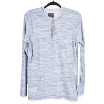 Zimego Shirt M Mens Henley Long Sleeve Heather Blue VNeck Buttons Cotton... - £13.96 GBP