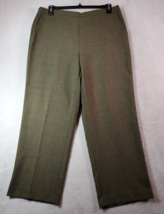 Alfred Dunner Pants Womens Size 16 Green Slash Pockets Elastic Waist Flat Front - £12.14 GBP