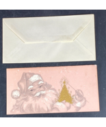 Glitter Pink Santa Claus Christmas Greeting Card Unused w/Tree &amp; Star Vi... - $24.74