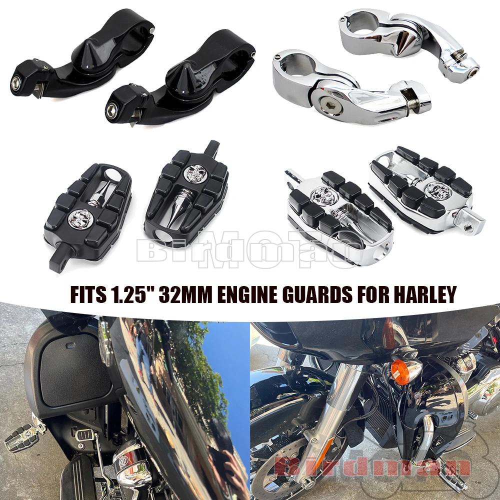 Motorcycle 32MM 1.25&quot; Highway Engine Guard Footpegs Pedal Footrest Foot Peg - $78.16+