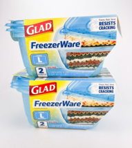 Gladware Freezerware Food Storage Containers Large 64 Ounces 2 Per Pack Lot Of 2 - £20.83 GBP