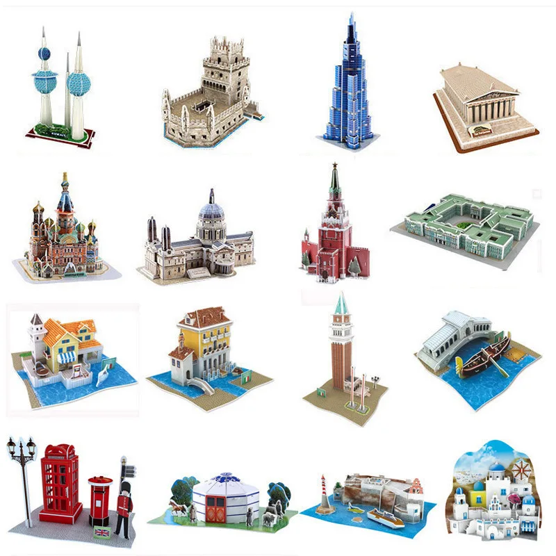 Play FEOOE 7-IN-1 Famous Construction Paper Puzzles Diy Mosaic Toy Italy Greece  - £23.23 GBP