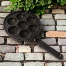 Cast Iron Aebleskiver Pan Folding Handle Danish Puff Pancakes 7 Holes Eb... - £45.58 GBP