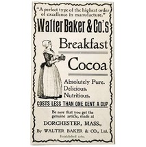 Walter Baker Breakfast Cocoa 1897 Advertisement Victorian Chocolate ADBN1A9 - $28.11 CAD