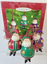 Hallmark Keepsake Ornament Jolly Santa Claus Bells Christmas Tree 2001 3 Figures - £9.55 GBP