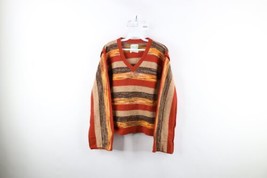 Vtg 60s 70s Boho Chic Womens Medium Striped Knit Flared Sleeve V-Neck Sweater - £73.90 GBP