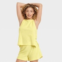 Women&#39;s Terry Tank Top Sleeveless Pullover - A New Day Yellow Sz S NWT - £9.77 GBP