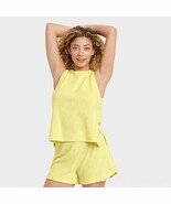 Women&#39;s Terry Tank Top Sleeveless Pullover - A New Day Yellow Sz S NWT - $16.55 CAD