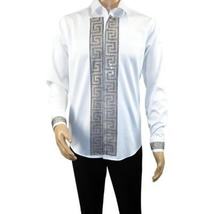 Men CEREMONIA Turkey Shirt 100% Cotton Fancy Rhine Stones #TSV 13 White Slim Fit image 5