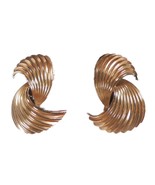 Vtg Krementz Gold Overlay Swirled Shell Swoop Clip On Earrings Twist - €80,63 EUR