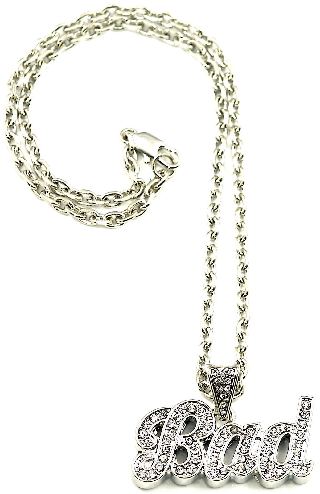 BAD Necklace New Iced Out Pendant With 18 Inch Link Chain Hip Hop Fashion - $15.99