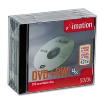 DVD+RW Re-writable, 4.7GB/120 Minutes, Silver, Jewel Case, 5/Pack IMN16804 - £15.95 GBP