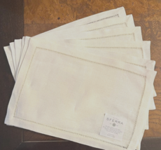 Sferra Classico Ecru Oblong Cocktail Napkins 6PC Italian Linen 6x9 Hemst... - $49.40