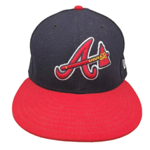 Atlanta Braves Hat Tomahawk Logo Fitted Cap 7 1/2 New Era 59Fifty On Field USA - £42.80 GBP