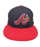 Atlanta Braves Hat Tomahawk Logo Fitted Cap 7 1/2 New Era 59Fifty On Fie... - £42.80 GBP