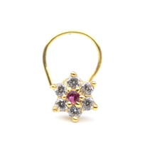 Cute Small Star Indian Style nose ring Pink White CZ Twisted 22g - QD - £9.49 GBP