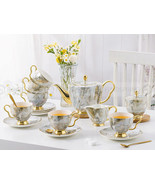 15 pc European Luxury Bone China Coffee Cup / Afternoon Tea Set - $815.46 CAD